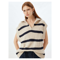 Koton Knitwear Oversize Sweater Half Zipper Detail Stand Collar Sleeveless