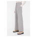 Vlněné kalhoty Calvin Klein šedá barva, jednoduché, high waist