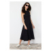 Trendyol Black 100% Cotton Skater/Water Open Crew Neck Sleeveless Midi Knitted Midi Dress