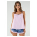 Dámské pyžamo Italian Fashion Tulip - krátké, na ramínkách Světle růžová-modrá
