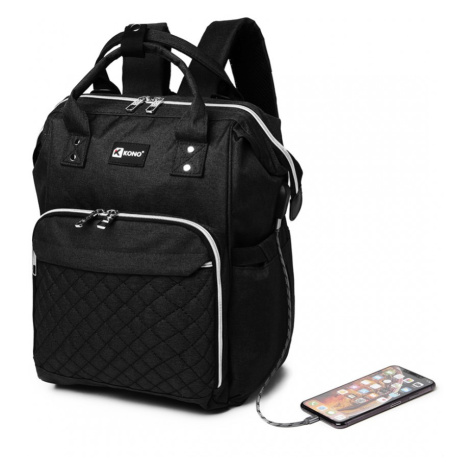 Přebalovací batoh na kočárek Kono s USB portem - černý