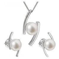 Evolution Group Souprava stříbrných šperků s pravými perlami Pavona 29039.1 (náušnice, řetízek, 