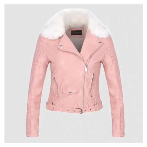 Zimní bunda kožená bunda krátká s odnímatelným kožíškem