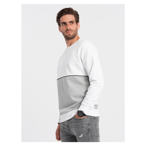 Ombre Men's OVERSIZE sweatshirt with contrasting color combination - white and gray