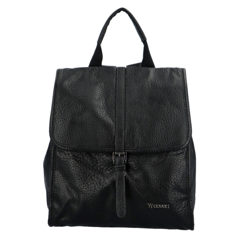 Trendová dámský koženkový batůžek Rukos, černá Coveri