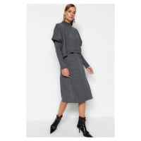 Trendyol Anthracite Midi Knitwear Super Wide Pattern Sweater Dress