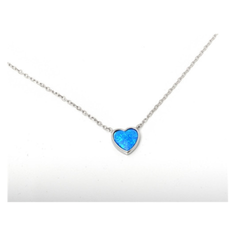 Dámský stříbrný opálový náhrdelník srdce STNAH0135F Ego Fashion