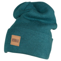 Urban Classics Leatherpatch Long Beanie Čepice petrolejová