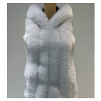 Zimní kožich bez rukávů chlupatý vesta s kapucí