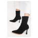 Soho Black Matte Satin Women's Boots & Bootie 19772