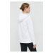 Bavlněná mikina BOSS dámská, bílá barva, s kapucí, s potiskem, 50468367