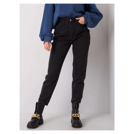 Černé dámské džíny s vysokým pasem -black Černá Rue Paris