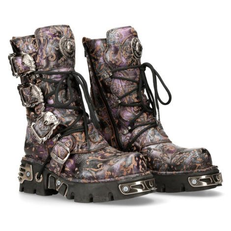 boty kožené unisex - VINTAGE FLOWER LILA - NEW ROCK - M.391-S5