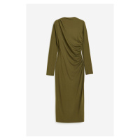 H & M - Řasené žerzejové šaty - zelená