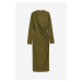 H & M - Řasené žerzejové šaty - zelená