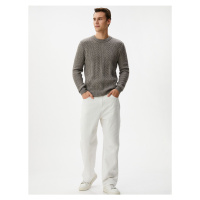 Koton Knitwear Sweater Crew Neck Knitted Textured Long Sleeve