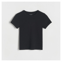 Reserved - Bavlněný T-shirt s proužky - Černý