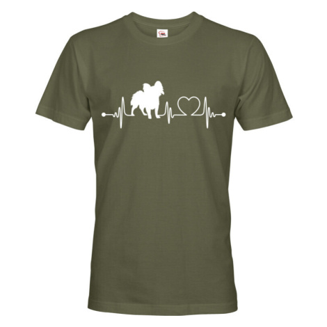 Pánské tričko pro milovníky zvířat - Papillon tep - dárek na narozeniny