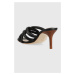 Kožené pantofle Lauren Ralph Lauren 802891403001 dámské, černá barva, na podpatku