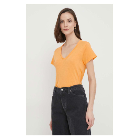 Bavlněné tričko Mos Mosh oranžová barva