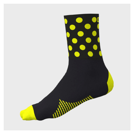 ALÉ Cyklistické ponožky klasické - BUBBLE - žlutá/černá