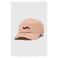 Bavlněná baseballová čepice G-Star Raw béžová barva, s aplikací