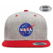 NASA kšiltovka, NASA Insignia Premium Snapback Heather Grey Red Onesize, unisex