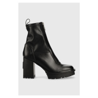 Kožené kotníkové boty Karl Lagerfeld Voyage dámské, černá barva, na podpatku