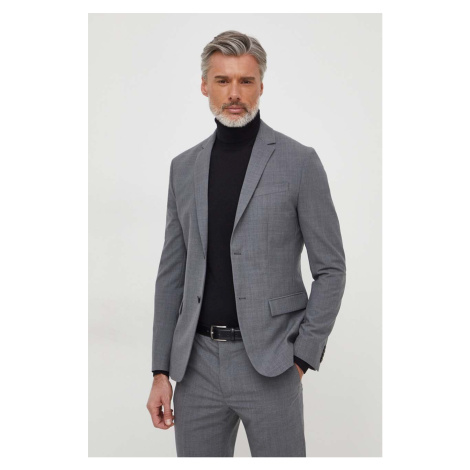 Vlněná bunda Calvin Klein šedá barva, K10K112935
