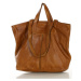 Dámská kožená shopper bag kabelka Mazzini MM56 camel