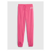 Růžové holčičí tepláky jogger logo GAP french terry