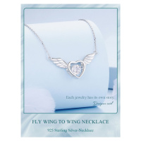 Stříbrný náhrdelník s přívěskem srdce s křídly