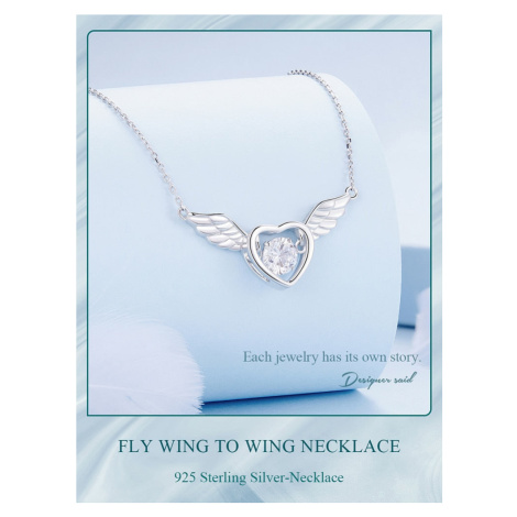 Stříbrný náhrdelník s přívěskem srdce s křídly LOAMOER