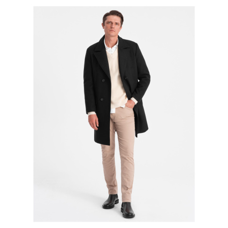 Ombre Men's double-breasted lined coat - black