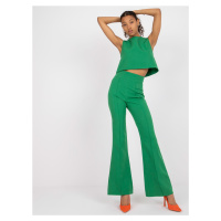 Zelená dvoudílná souprava s kalhotami s vysokým pasem