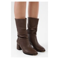 Shoeberry Women's Nollie Brown Heeled Gusseted Boots