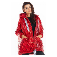 Červená prošívaná bunda s oversize střihem pro dámy