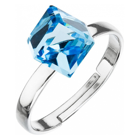 Evolution Group Stříbrný prsten s krystaly modrá kostička 35011.3