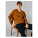 Koton Men's Yellow 100% Cotton V-Neck Long Sleeve Knitwear Sweater.