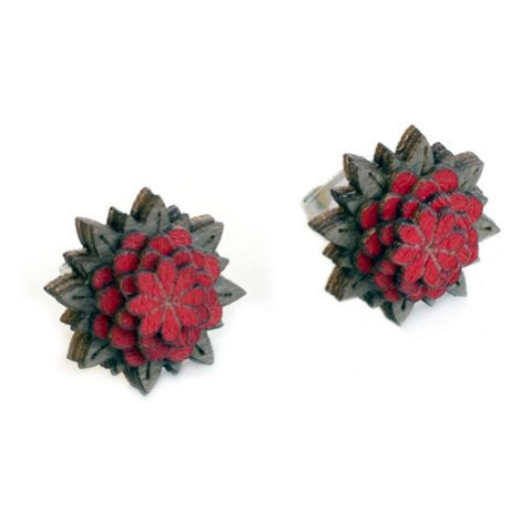 Dřevěné náušnice Red Flower Earrings BeWooden