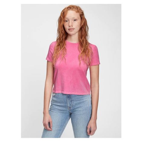 Růžové dámské tričko graphic shrunken t-shirt GAP