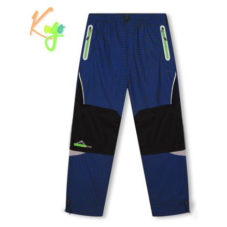 Chlapecké zateplené outdoorové kalhoty - KUGO C7772, modrá/ zelené zipy Barva: Modrá