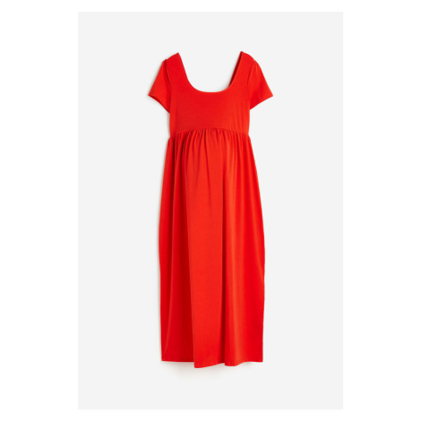 H & M - MAMA Žerzejové šaty's hranatým výstřihem - červená H&M