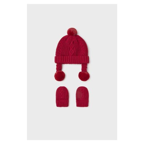 Čepice a dětské rukavice Mayoral Newborn červená barva