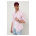 Bavlněná košile Polo Ralph Lauren růžová barva, slim, s límečkem button-down