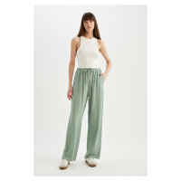 DEFACTO Wide Leg Pocket High Waist Wide Leg Crinkle Viscose Trousers