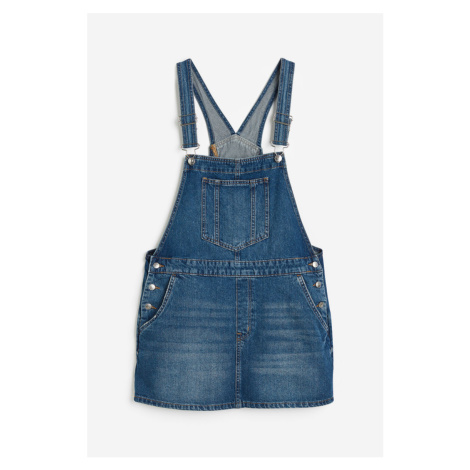 H & M - Džínová šatová sukně s laclem - modrá H&M