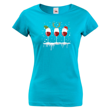 Skvělé dámské vánoční tričko pro milovníky vína - tričko s potiskem vína BezvaTriko