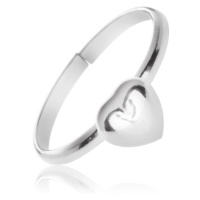 Stříbrný prsten 925 s vystouplým plným srdcem