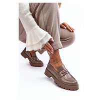 Patentované mokasíny ploché boty Béžová Jannah